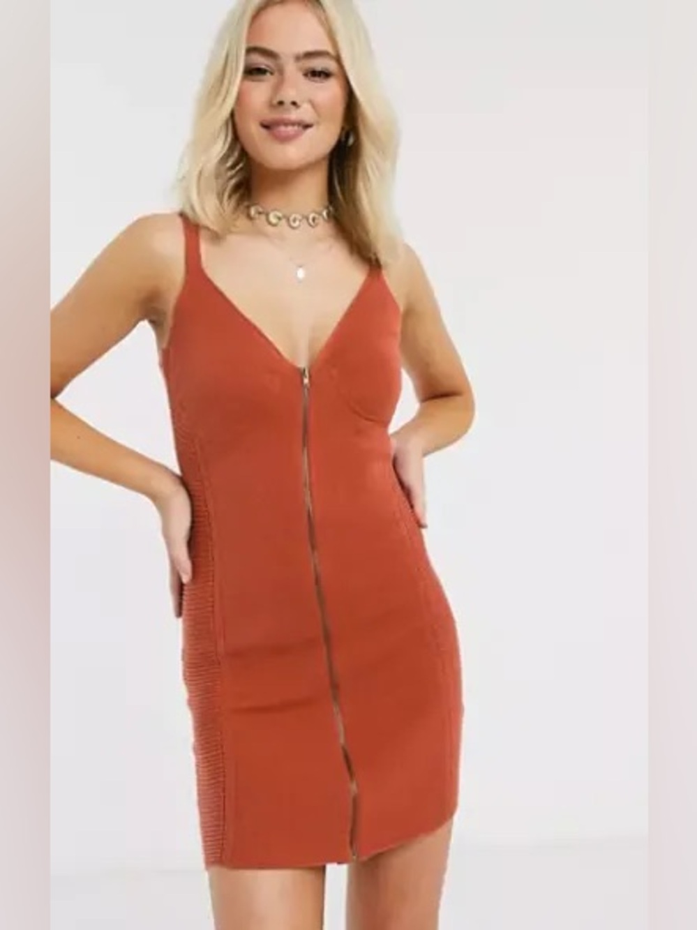 NWOT ASOS Pumpkin Spice Knit Bodycon Dress